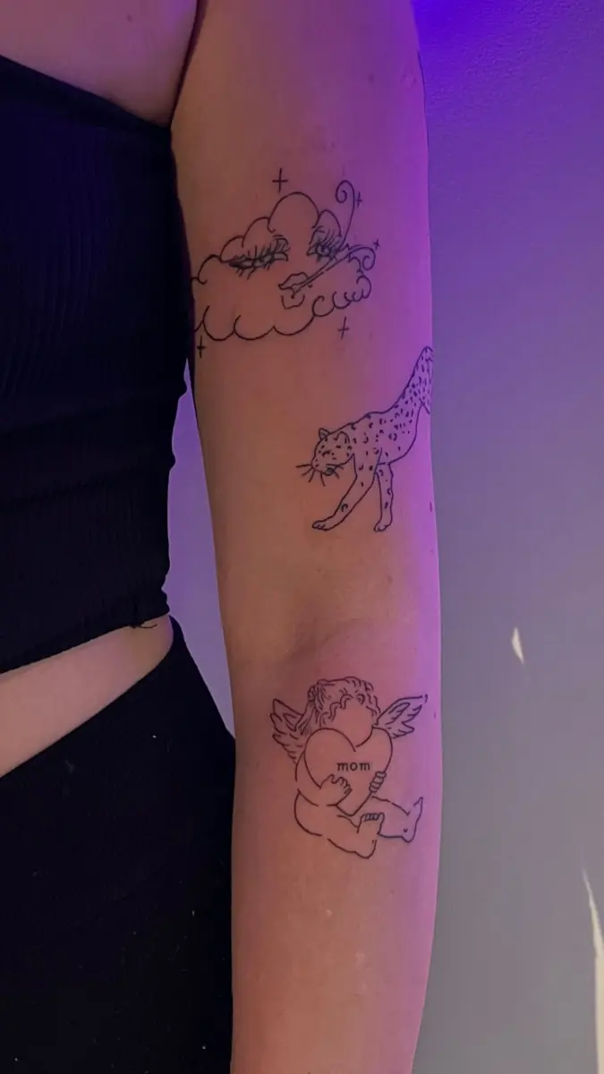 Tatuaż fineline z aniołkami, Marsi Studio Szczecin